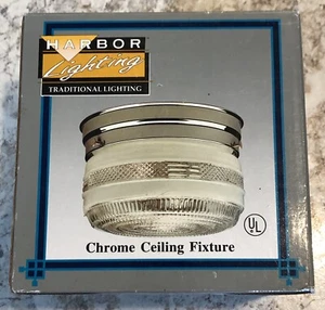 BOSTON HARBOR Chrome Ceiling Fixture, 60 W, 1 Flush Light, #74210 NEW Open Box - Picture 1 of 4