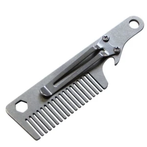 Titanium Alloy EDC Multi Tools Pocket Comb Portable Outdoor Keychain Hair Care - Picture 1 of 18