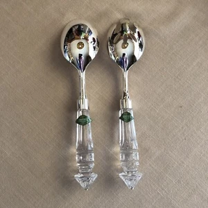 Shannon Crystal Salad Serving Spoon Fork Set Silver Plated Ireland Tags - Picture 1 of 8