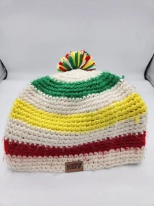 NEFF O/S Unisex Red Yellow Green Winter Cap Pom Pom Snow Beanie Acrylic Knit - Picture 1 of 4
