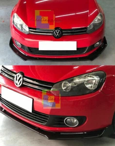 VW GOLF 6 VI 2008-2012 LAMA SOTTO PARAURTI ANTERIORE IN ABS LOOK SPORTIVO NERO - Foto 1 di 12