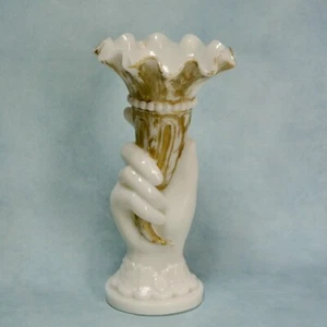 "Vetro opalino bianco Vallerysthal mano con vaso torcia 8,25" - Foto 1 di 10