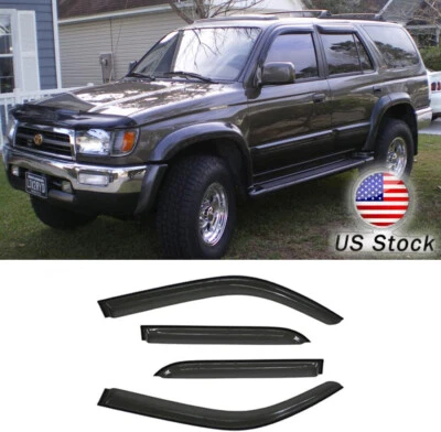 Fits 1996-2002 Toyota 4Runner Black Window Vent Visors Sun Rain Guards Shade New Foto 1 de 4