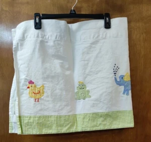 One POTTERY BARN Kids ALPHABET SOUP Valance 18" x 44" Animals Green Gingham - Picture 1 of 12
