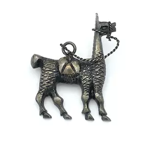 LLAMA vintage sterling silver brooch - detailed pack animal w/ reins 925 pin - Picture 1 of 7