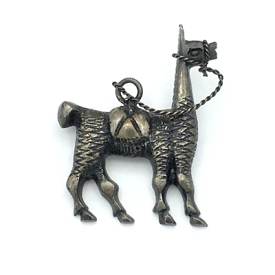 Broche LLAMA vintage plata esterlina - paquete detallado animal con riendas 925 pin Foto 1 de 4