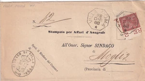 C15784-REGNO, LOMBARDIA, DA VILLA POMA A MOGLIA, COLLETTORIA OTTAGONALE, 1888 - Foto 1 di 2