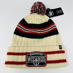 ‘47 Brand NBA Washington Wizards Cuff Winter Hat Cap Beanie Toboggan Pom Hone - Picture 1 of 5