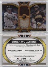2023 Topps Tribute Dual Relics 2 Player Gold /75 Manny Machado Fernando Tatis Jr