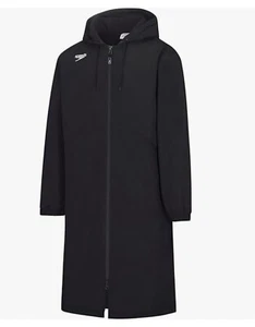 Speedo Unisex Hooded Parka Jacket Large Adult Fleece Lined Black FREE SHIP - Picture 1 of 7