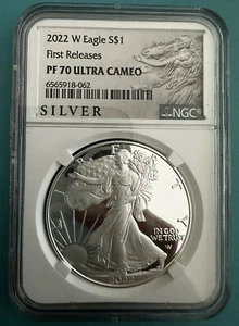 2022 Silver Eagle 1 oz PF70 Ultra Cameo First Releases NGC Silver Label - Picture 1 of 2