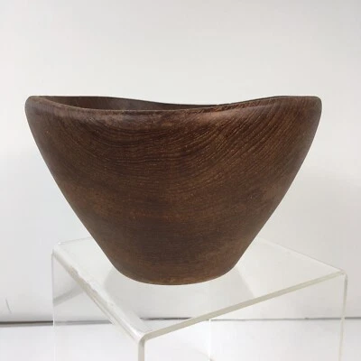 Vintage Hand Made Wood Bowl Teak? Small Salad Individual Vessel MCM - Image 1 of 4