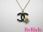 Chanel Coco Mark Camellia Necklace Pendant Gold Black Flower Use