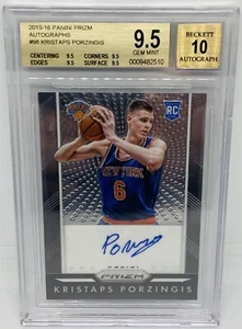 2015-16 Prizm Kristaps Porzingis Rookie RC Auto BGS 9.5/10 GEM Mint Knicks Mavs - Picture 1 of 4