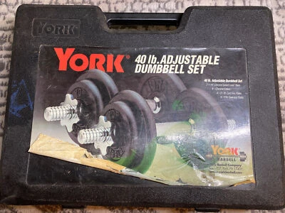 Набор регулируемых гантелей с дорожным чехлом для тяжелой атлетики фитнеса 40 фунтов утюг - Изображение 1 из 4