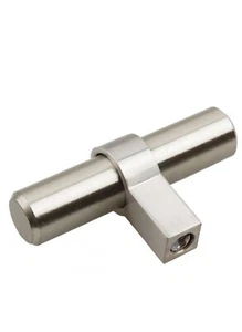 GlideRite 2-1/4 in. Solid Steel Euro Style Stainless Steel T-Bar Cabinet Knob - Picture 1 of 5