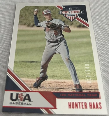 2020 Panini USA Baseball Stars & Stripes Hunter Haas 18U National Team Ruby #d - Image 1 of 3