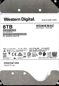 WD80EMAZ-00WJTA0 S/N: 2SG76 WESTERN DIGITAL 8TB THAILAND JUL 2019 - Picture 1 of 2