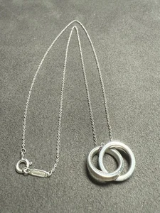 TIFFANY & Co. 1837 Interlocking Circles Necklace Pendant Silver 17” Mint Cond - Picture 1 of 8
