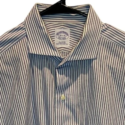 Brooks Brothers 16 1/2-35 Men's Purple Striped Long Sleeve Dress Shirt USA Italy - Image 1 of 4