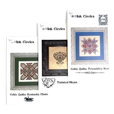 Ink Circles Cross Stitch Charts – Celtic Quilts & Twisted Heart – Lot of 3 - Image 1 of 3