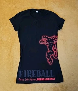 FIREBALL Whiskey Baby Doll Black T-Shirt Womens Sz M Alstyle Y2K - Picture 1 of 4