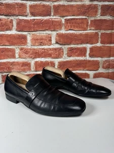 Scarpe mocassini Gucci uomo pelle di vitello nera logo G G GG UK 8 EU 42 Broadwick - Foto 1 di 9