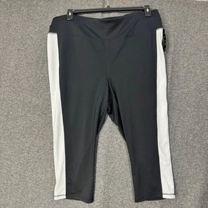 Ideology 2X Black White Active Leggings Capri Built-In Pocket Performance - Picture 1 of 14