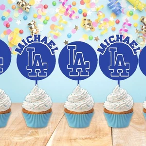 LA Dodgers Cupcake Topper, Dodgers Birthday Party Decorations - 24PCS - Picture 1 of 5