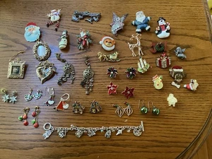Vintage Schmuck Konvolut Weihnachten Broschen Armbänder Ohrringe Bastelideen Mehrzweck - Bild 1 von 4