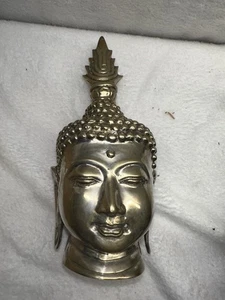 Vintage Asian Nepal Brass Buddha Head Silver Plated Himalayan - Picture 1 of 11