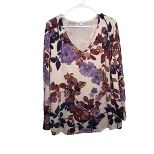 Chico's Sweater Women's XL V-Neck Knit Pullover Floral Long Sleeve Colorful Top - Picture 1 of 10