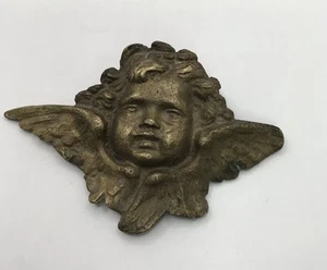 Vintage 4" Brass Cherub Angel with Wings Needs Hanging Hardware To Hang - Picture 1 of 7