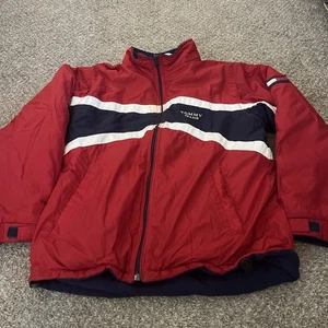 Tommy Jeans VTG Zip Up Jacket Red - Picture 1 of 5
