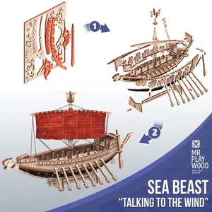 Puzzle 3D Mr.Playwood Sea Beast Ship "Parler au vent" - Maquette en bois à faire soi-même - Photo 1/7