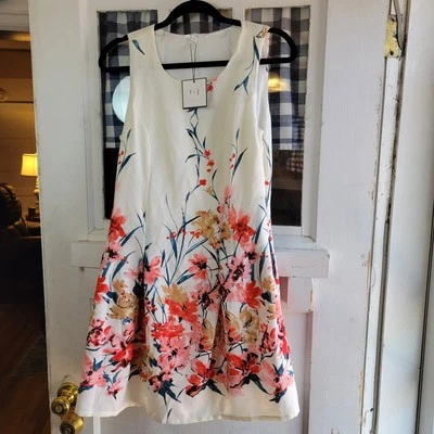 Romeo & Juliet Couture 白色粉红色花卉无袖迷你连衣裙侧拉链 M 码 — 第 1/4 张图片
