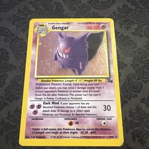 Carta Pokémon TCG Gengar Fossil Holo 5/62 Illimitata Rara Vintage WOTC 1999 - Foto 1 di 10