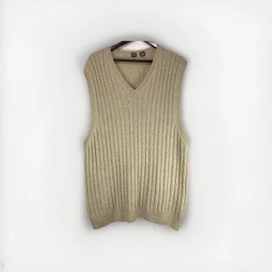 Saks Fifth Avenue Men’s Sleeveless Sweater Vest Beige 100% Cashmere - Picture 1 of 9