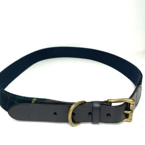 Polo Ralph Lauren Tartan Belt Leather Trim Plaid Green Multi 1.5” Size 38 - Bild 1 von 12