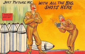 "Big Shots" Soldiers Bombs Military Army Comic 1940s WWII Vintage Postcard - Picture 1 of 2
