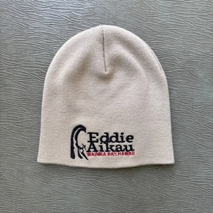 Vintage Quiksilver Eddie Aikau Skullcap Beanie - Tan Waimea Bay Hawaii Big Wave - Bild 1 von 3