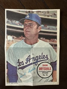 1967 Topps - Inserti poster Don Drysdale #16 - Foto 1 di 2