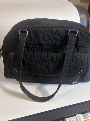 Bolso de Pañales Vera Bradley Clásico Negro Microfibra Bowler Hombro Acolchado Foto 1 de 4
