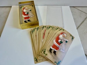BIGLIETTI DI AUGURI DI NATALE VINTAGE SCATOLA LAMINA ORO INUTILIZZATI SET COMPLETO ZAFFIRO CO - Foto 1 di 3