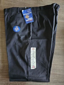 DICKIES Juniors Flare Leg Stretch Flat Front School Work Pants Black Size 21 - Picture 1 of 6