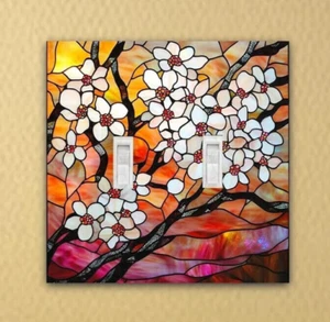 Stained glass Cherry Blossoms Wall Plates outlet cover home decor light switch - Picture 1 of 9