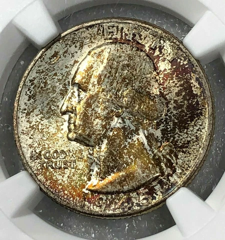 1945 Silver Washington Quarter 25c NGC MS67 ~ Elegant Toned RARE Gem! Cover