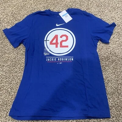 MLB Nike Jackie Robinson  42 Brooklyn Dodgers Adult Mens Medium T-Shirt NWT Blue - Image 1 of 4