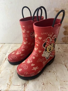 Disney Minnie Mouse Rain Boots Girls Size 9 Waterproof - Picture 1 of 17