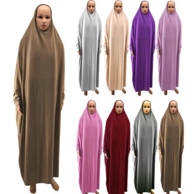 Burka musulmán hiyab Abaya Khimar Niqab túnica caftán oración vestido islámico por encima de la cabeza Foto 1 de 4
